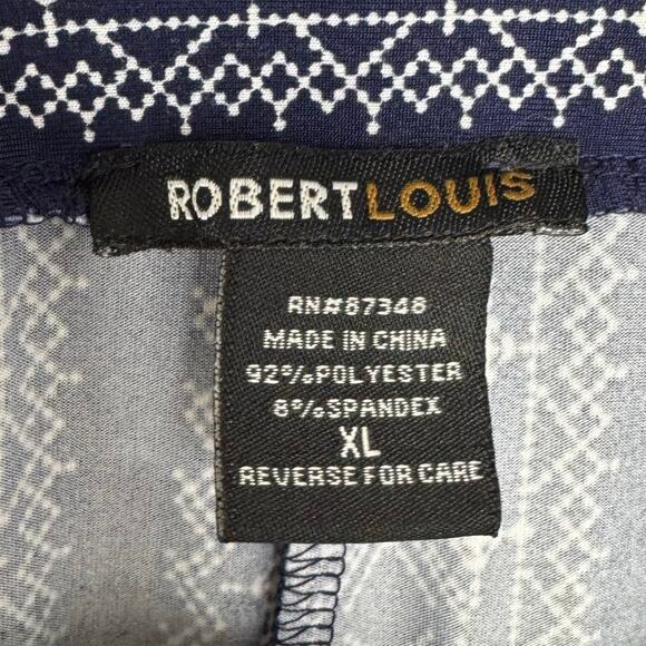 Robert Louis Navy Blue & White Elastic Waist Wide Leg Pants Size XL - Picture 5 of 6